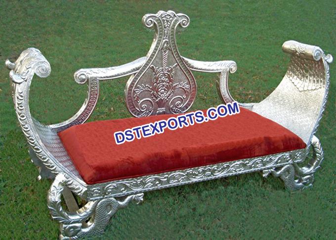 Asian Wedding Silver Metal Carved Furniture Set