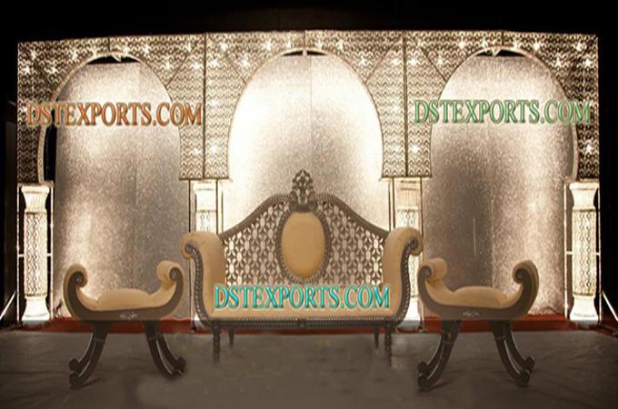 Asian Wedding Lighted Crystal Backdrop Stage