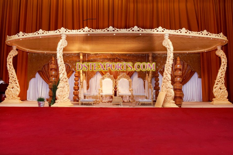 INDIAN WEDDING WOODEN PEACOCK MANDAP SET