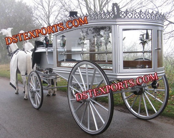 ENGLISH FUNERAL WHITE CARRIAGE