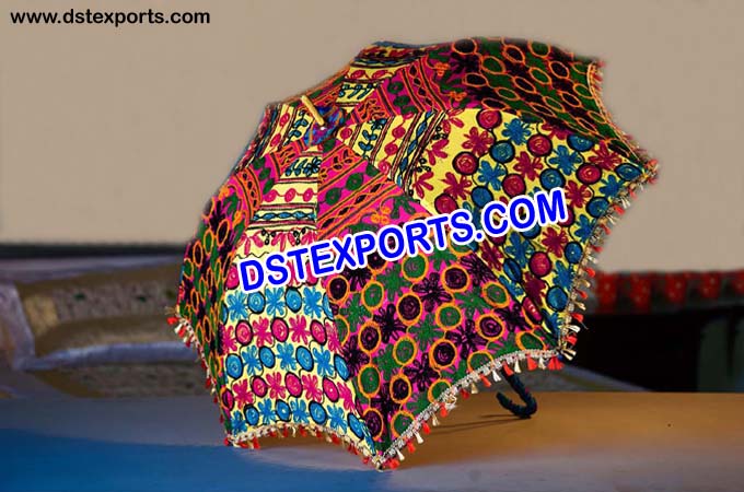 Latest Wedding Phulkari Embroidery Umbrella/Pars