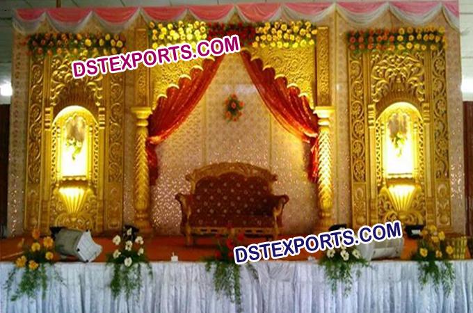 Golden Fiber Rajasthani Backdrop Panels Stage