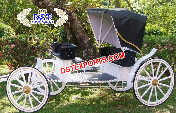 Black Two Seater Mini Horse Carriage