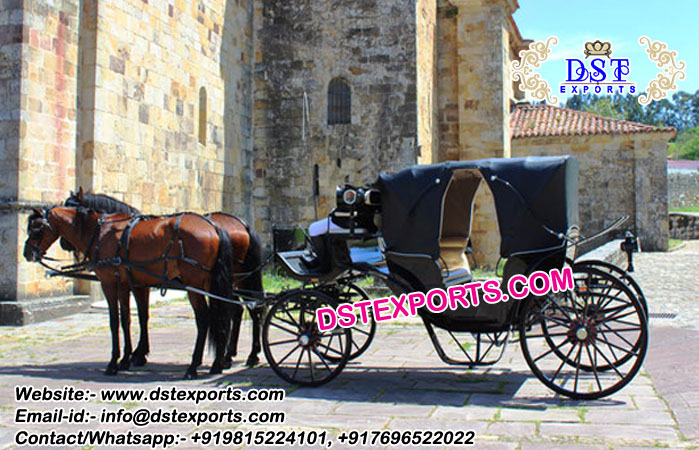 Black Covered Victoria Horse Carriages