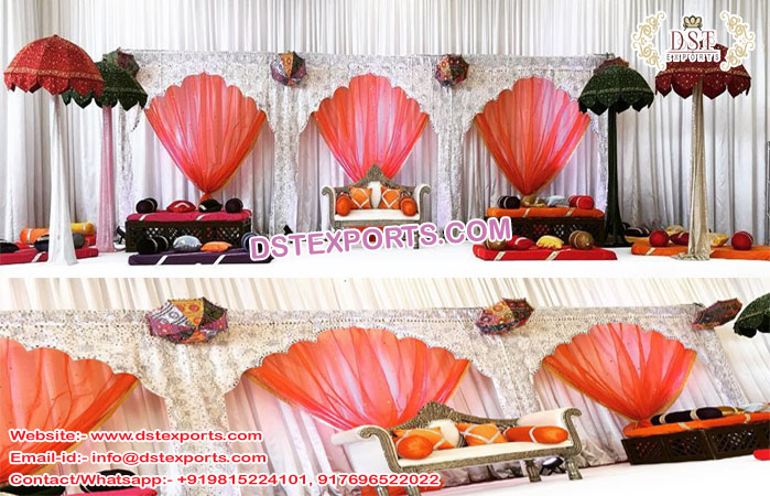 Latest Wedding Stage Backdrop For Mehndi Function