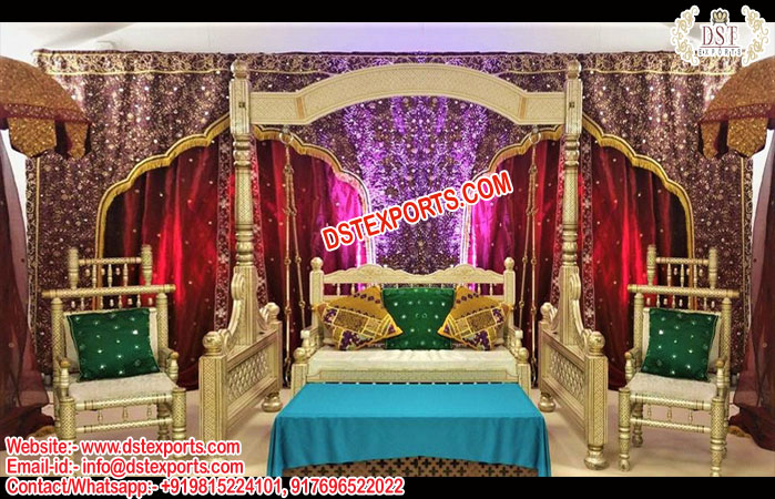 Muslim Mehndi Stage Embroidered Backdrop/Curtains
