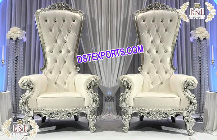 Elegant Wedding High Back Silver Chairs
