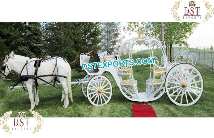 White Cinderella Princess Horse Drawn Carriage