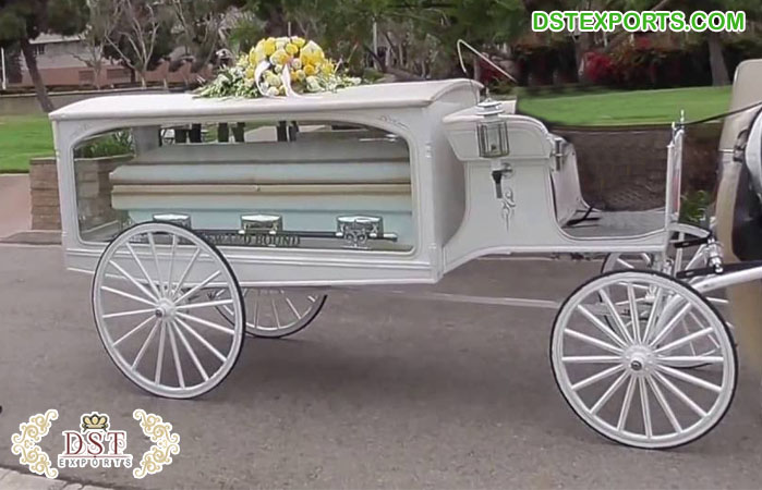 White Horse Drawn Funeral Ceremony Carriage