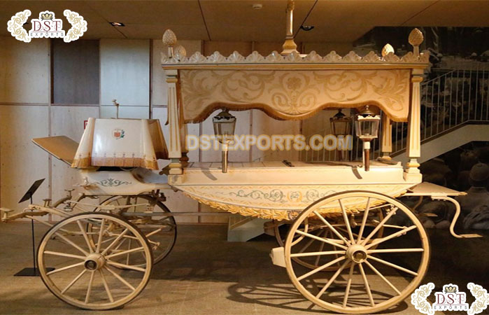 Antique White Funeral Horse Drawn  CarriageDSTEXPO