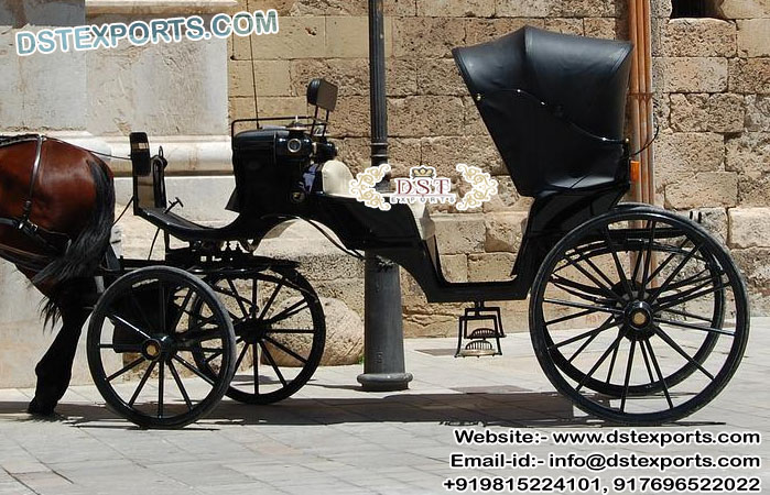 Vintage Style Black Horse Drawn Chariot