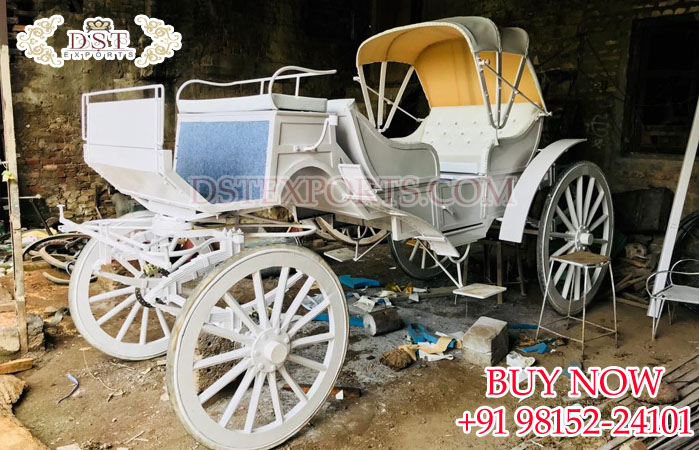 White Two Seater Pony Horse Drawn Carriage