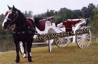 White Wedding Vis a Vis Horse Carriage