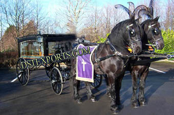 Blackish Funeral Horse Drawn Carriages