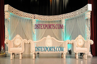 Asian Wedding White Carved Stage Set