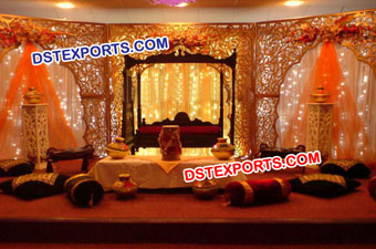 Asian Wedding Carved Stage With Swing Set