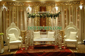 Asian Wedding Pearl Gold Stage Set