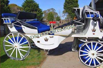 White Blue Victoria Horse Drawn Carriage