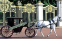 COVERED BLACK  HORSE  DRAWN CARRIAGE