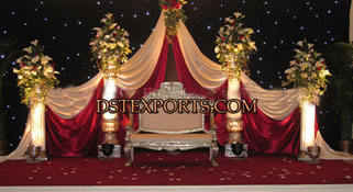 WEDDING RECEPTION  STAGE WITH SILVER SOFA