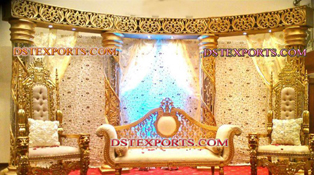 INDIAN WEDDING GOLD CRYSTAL STAGE SET