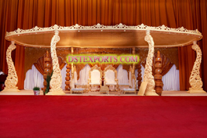INDIAN WEDDING WOODEN PEACOCK MANDAP SET