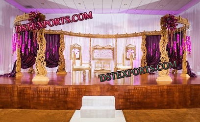 INDIAN WEDDING WOODEN CARVED PEACOCK MANDAP