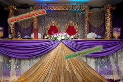 WEDDING GOLD STAGE WITH EMBRODRIED BACKDROP