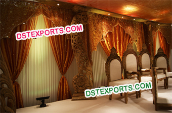 Indian Wedding Wooden Carved Pillar Stages
