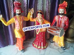 Punjabi Dancing Small Fiber Statues