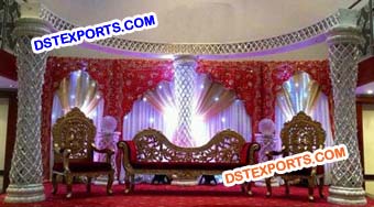 Latest Wedding Crystal Stage With Halfmoon Meharab