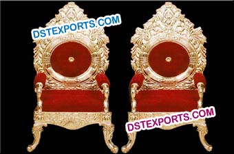 Golden Brass Metal Red Bride Groom Chairs