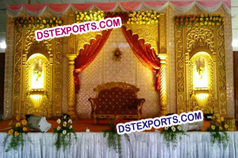 Golden Fiber Rajasthani Backdrop Panels Stage