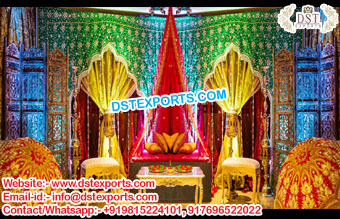 Muslim Wedding Stage Embroided Backdrop Curtains