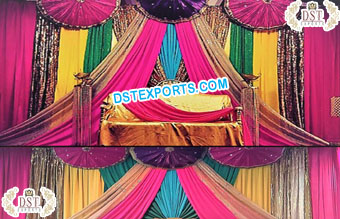 Muslim Mehndi Night Colourful Backdrop Curtains