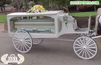White Horse Drawn Funeral Ceremony Carriage