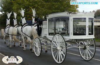 White Funeral Horse Drawn Hearse for Sale