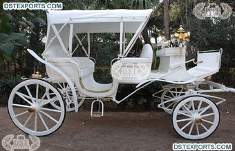 Covered White Vis-a-Vis Horse Drawn Carriage�