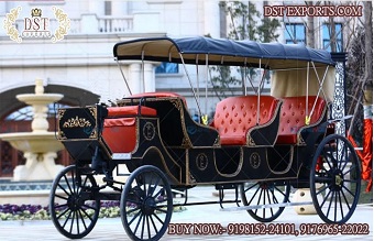 New Limousine Black Horse Drawn Carriage